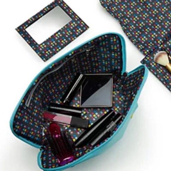 Large Caboodles Cosmetic Bag - "Miami Beat" Soft Makeup Pouch Travel | Teal Blue - Picture 3 of 4